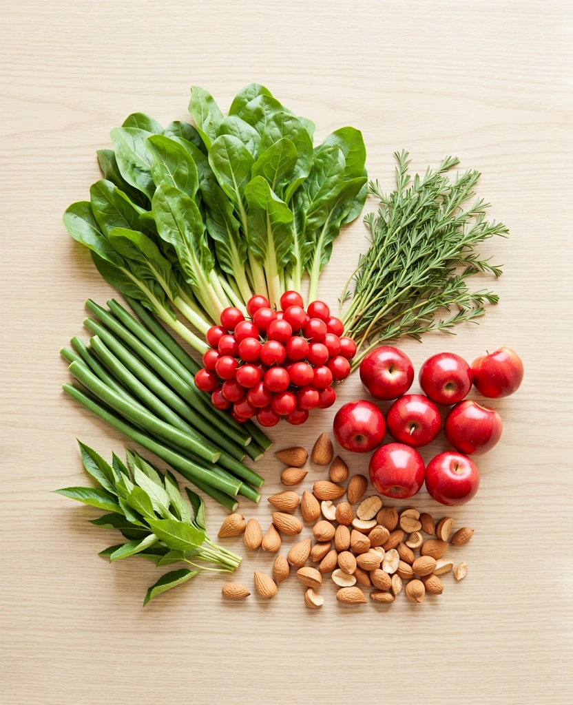 Variedad de alimentos frescos y nutritivos